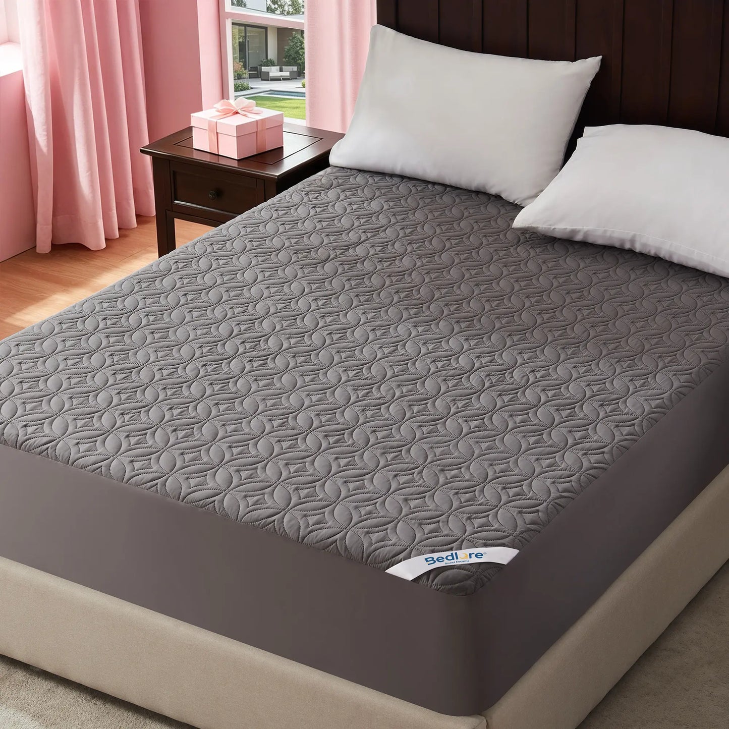 【Bedlore】Big Copper Coin Pattern Waterproof Mattress Protector, Soft & Dirt-Proof Fabric with Deep Pockets (Fits 6–18 Inches), Ideal for Bedroom, College Dorm & Hotel Use