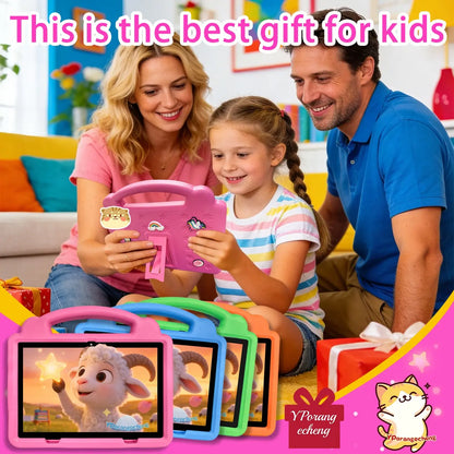 10.1 Inch Android Tablet for Education and Entertainment, Student Tablets, 64GB Expandable to 1Tb, 5G Wifi, HD Display with Parental Controls and Eva Case, Perfect Holiday Gift,No Adapter Included, Pink/Blue/Green/Orange