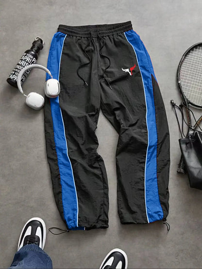 Men'S Casual Sporty Long Pants, Athleisure Pants, Loose Fit Elastic Cuff, Fashionable Print, Lightweight Fabric, Perfect for Daily Wear
