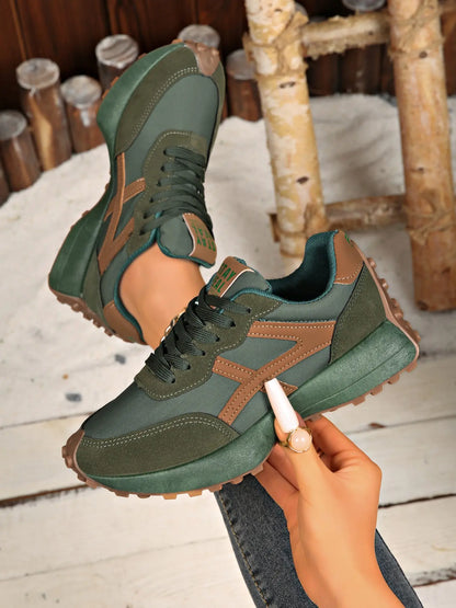 Women'S Sporty Arisan Shoes Spring & Fall Elegant Fashion Casual round Toe Low Top Lace-Up Thick Sole Breathable Outdoor Running Shoes