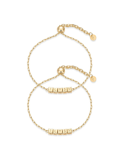 PAVOI 14K Gold Plated Adjustable Matching Bracelets for Women – Heart Charm and BFF Friendship Styles