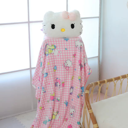 Big Size Hello Kitty Plush Toys Sanrio Anime Peripherals Hello Kitty Blanket KT Cat Stuffed Dolls Hello Kitty Xmas Gift for Kid