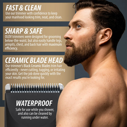 OLOV Anti-Nick Body & Ball Trimmer - Safe Ceramic Blade Groomer for Men