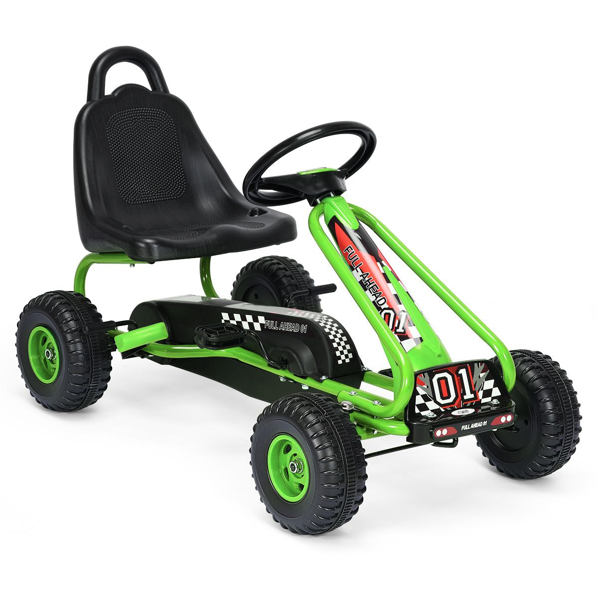 Gokart Mit Verstellbarem Sitz & Handbremse Tretauto Bis 30Kg Belastbar Pedal Go Cart