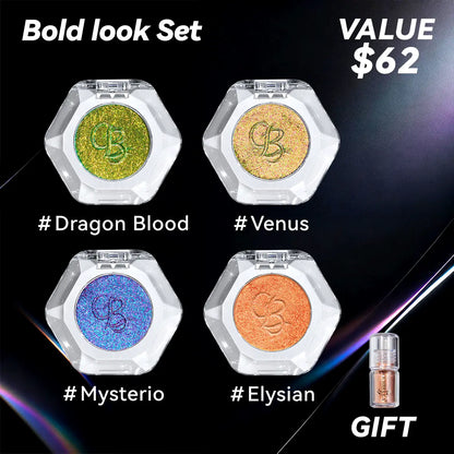 Ourbella Single Multi-Chrome Eyeshadows, Sparkly Shimmer Glitter Eyeshadow, Iridescent Shimmer, Talc Free, Holographic ,Color-Shifting, Metallic Iridescent Shimmer Shadow Duochrome