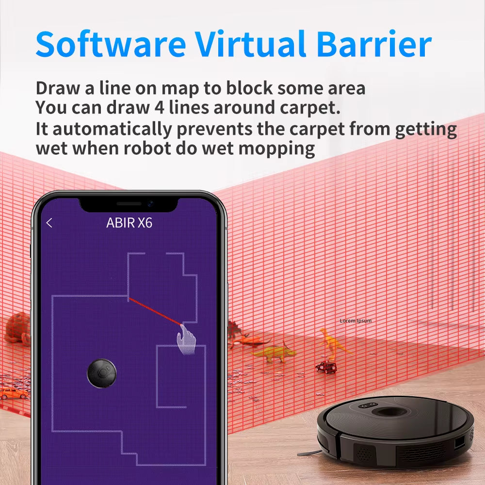 Robot Vacuum Cleaner  X6 ,Visual Navigation,App Virtual Barrier,6000Pa Suction,Smart Home Mop,Floor Carpet Washing Tool