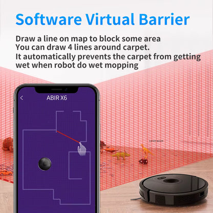 Robot Vacuum Cleaner  X6 ,Visual Navigation,App Virtual Barrier,6000Pa Suction,Smart Home Mop,Floor Carpet Washing Tool