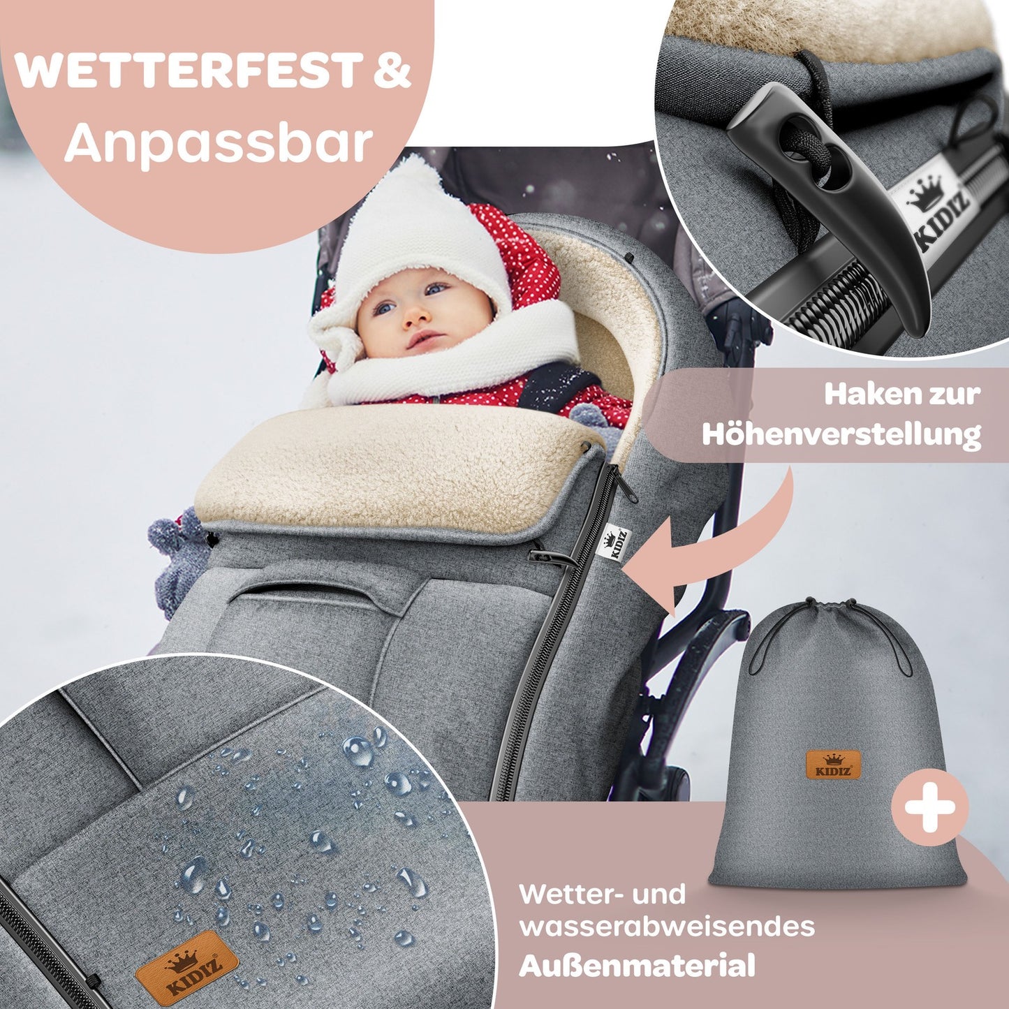 KIDIZ® Babyfußsack Baby Winterfußsack Kinderwagenfuß