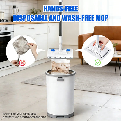 SOPAMI Disposable Dust Mop, Hands-Free Wet Dry Floor Cleaning Mop, Lazy Household Floor Cleaner with Replaceable Non-Woven Cleaning Pads for Home Hardwood Floors, Tile Floors