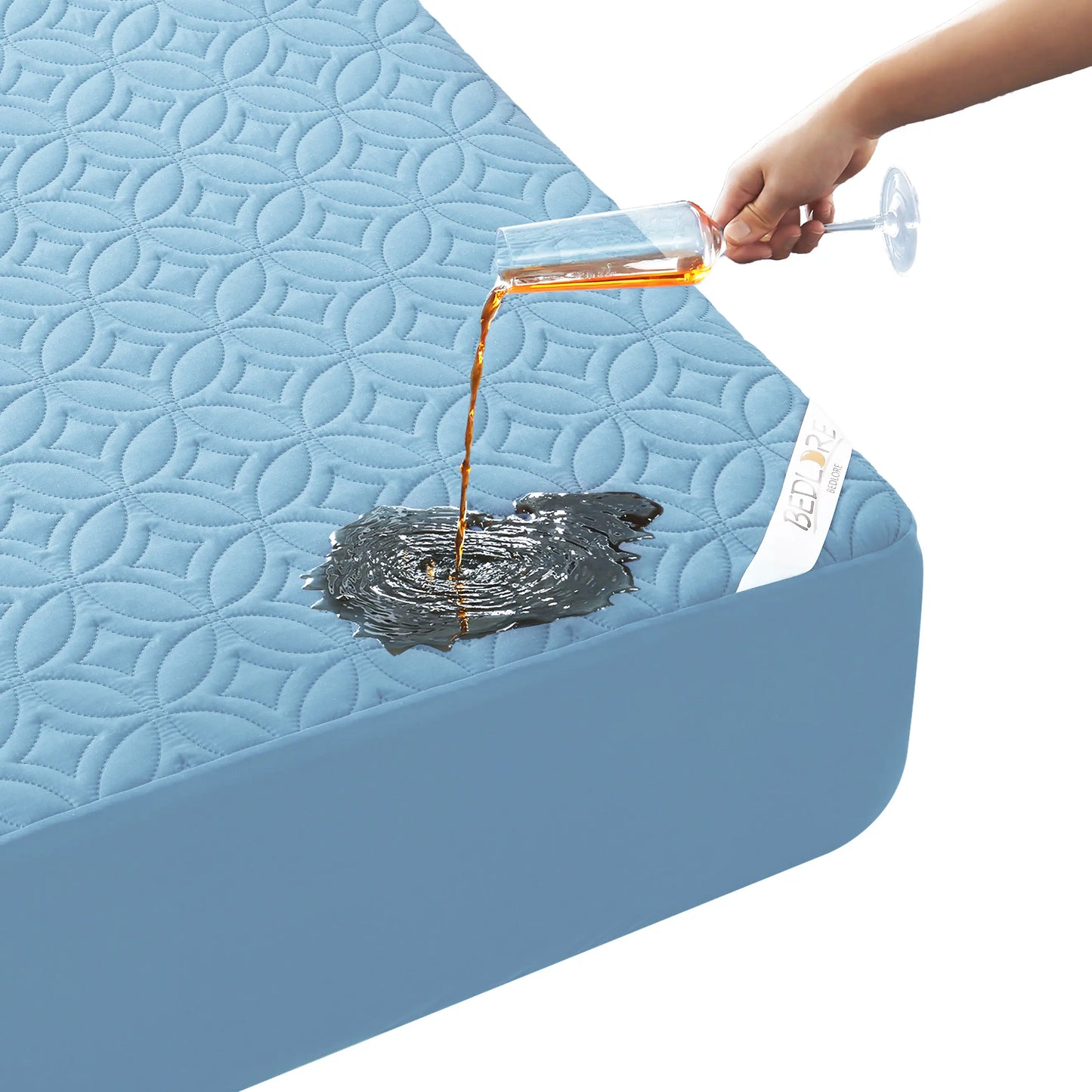 【Bedlore】Big Copper Coin Pattern Waterproof Mattress Protector, Soft & Dirt-Proof Fabric with Deep Pockets (Fits 6–18 Inches), Ideal for Bedroom, College Dorm & Hotel Use