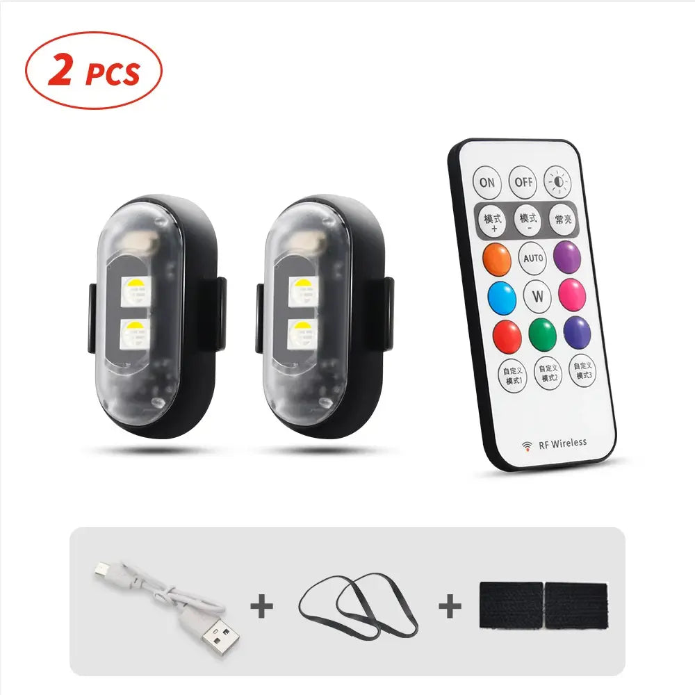 RGB Led Aircraft Strobe Light Remote Wireless Motorcycle Flash Light Warning Lights for Bike Car Multifunctional