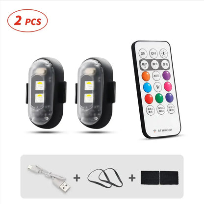 RGB Led Aircraft Strobe Light Remote Wireless Motorcycle Flash Light Warning Lights for Bike Car Multifunctional