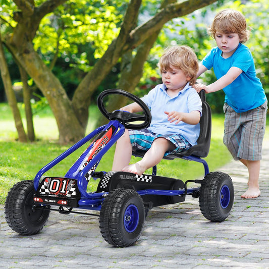 Gokart Mit Verstellbarem Sitz & Handbremse Tretauto Bis 30Kg Belastbar Pedal Go Cart
